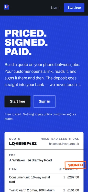 The same homepage on a phone
