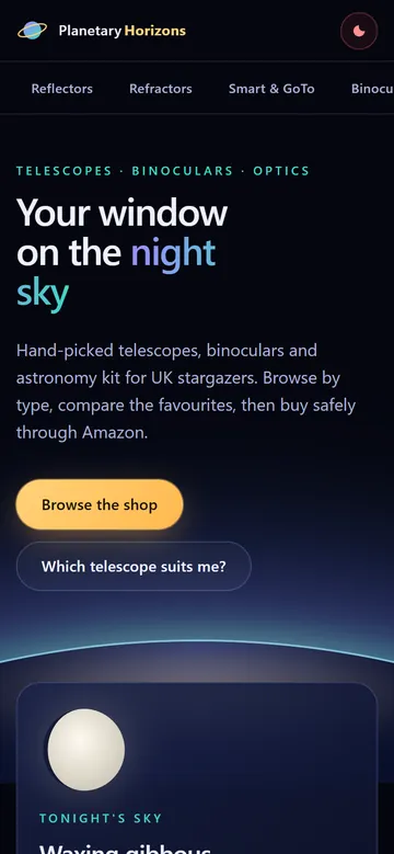 The same homepage on a phone