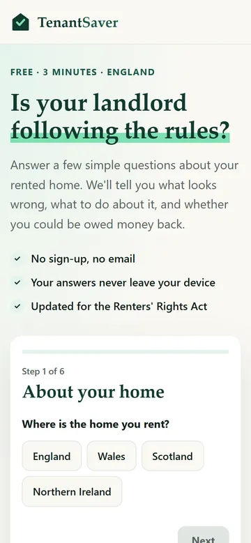 The same homepage on a phone